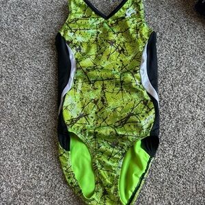 Gk Green and Black Athletic leotard child large